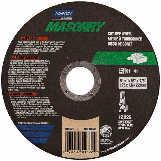 Picture of Carborundum "Norton" 5 X 1/16 X 7/8 60Grit Cut Off Wheel Wheel Cut Off